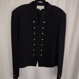 Vintage St. John Evening zip up knit sz 16 black